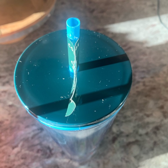 Blue Tall Starbucks Mermaid Tumbler with straw. - Picture 2 of 4